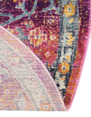 Fuchsia 5' 1 x 5' 1 Budapest Round Area Rug 70% Polypropylene & 30% Polyester With Cotton Backing Traditional Classical Room Carpet for Sale at Rug Engine