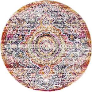 Red 3' 7 x 3' 7 Budapest Round Area Rug 70% Polypropylene & 30% Polyester With Cotton Backing Traditional Classical Room Carpet for Sale at Rug Engine