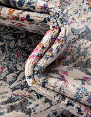 Gray 3' 7 x 3' 7 Budapest Round Area Rug 70% Polypropylene & 30% Polyester With Cotton Backing Traditional Classical Room Carpet for Sale at Rug Engine