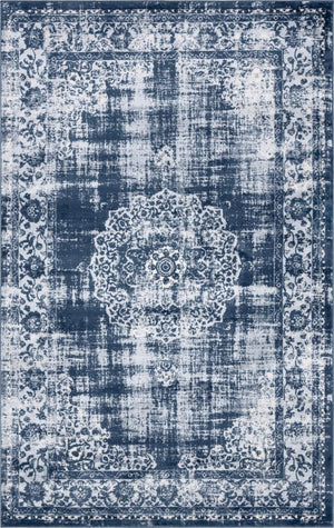 Dark Blue 1' 4 x 1' 4 Leila Sample Area Rug 85% Polypropylene & 15% Polyester Durable Traditional Carpet for Kitchens, Bedrooms, Living Rooms, Office for Sale at Rug Engine