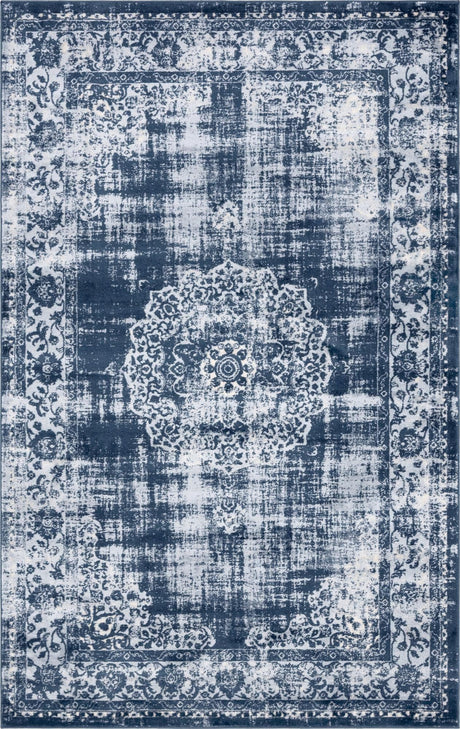 Dark Blue 1' 4 x 1' 4 Leila Sample Area Rug 85% Polypropylene & 15% Polyester Durable Traditional Carpet for Kitchens, Bedrooms, Living Rooms, Office for Sale at Rug Engine