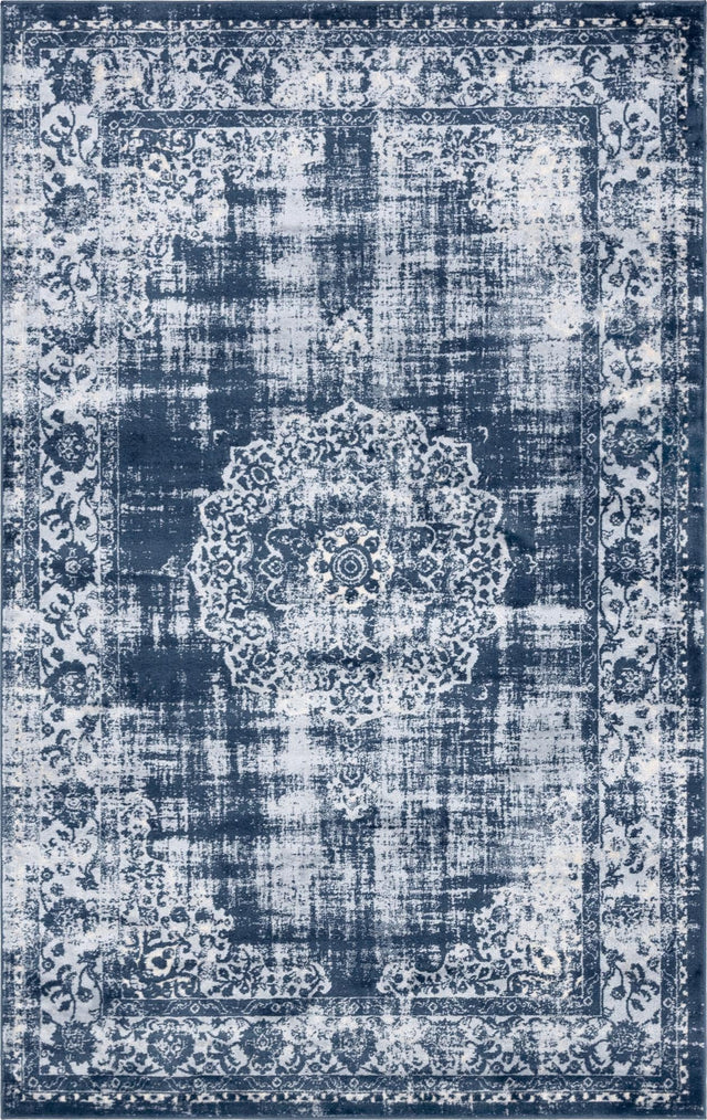 Dark Blue 1' 4 x 1' 4 Leila Sample Area Rug 85% Polypropylene & 15% Polyester Durable Traditional Carpet for Kitchens, Bedrooms, Living Rooms, Office for Sale at Rug Engine
