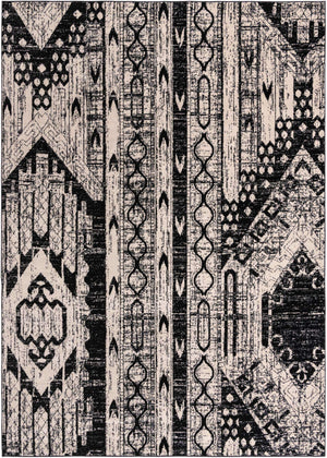 Black and White 10' x 14' 1 Portland Rectangle Area Rug 85% Polypropylene & 15% Polyester Vintage Distressed Traditional Carpet for Home Decor for Sale at Rug Engine