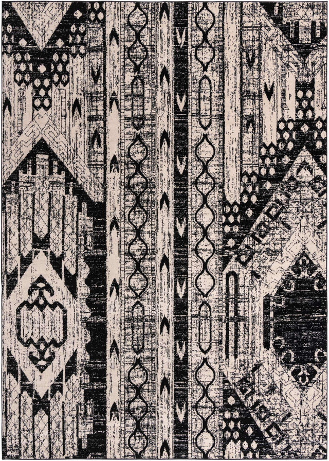 Black and White 10' x 14' 1 Portland Rectangle Area Rug 85% Polypropylene & 15% Polyester Vintage Distressed Traditional Carpet for Home Decor for Sale at Rug Engine