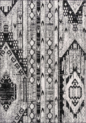 Black and White 7' 1 x 10' Portland Rectangle Area Rug 85% Polypropylene & 15% Polyester Vintage Distressed Traditional Carpet for Home Decor for Sale at Rug Engine