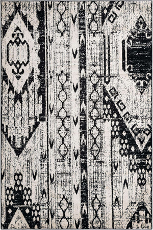 Black and White 6' 1 x 9' Portland Rectangle Area Rug 85% Polypropylene & 15% Polyester Vintage Distressed Traditional Carpet for Home Decor for Sale at Rug Engine
