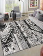 Black and White 4' 1 x 4' 1 Portland Square Area Rug 85% Polypropylene & 15% Polyester Vintage Distressed Traditional Carpet for Home Decor for Sale at Rug Engine