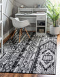 Black and White 5' 3 x 8' Portland Rectangle Area Rug 85% Polypropylene & 15% Polyester Vintage Distressed Traditional Carpet for Home Decor for Sale at Rug Engine