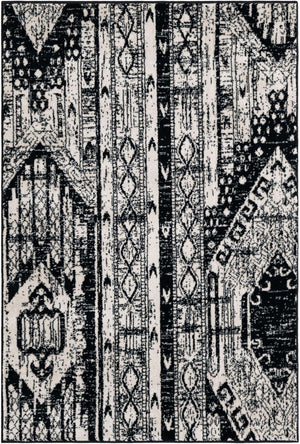 Black and White 4' 1 x 6' 1 Portland Rectangle Area Rug 85% Polypropylene & 15% Polyester Vintage Distressed Traditional Carpet for Home Decor for Sale at Rug Engine