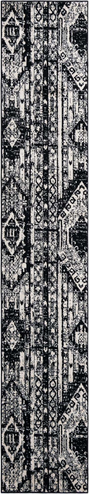 Black and White 2' 2 x 12' Portland Runner Area Rug 85% Polypropylene & 15% Polyester Vintage Distressed Traditional Carpet for Home Decor for Sale at Rug Engine