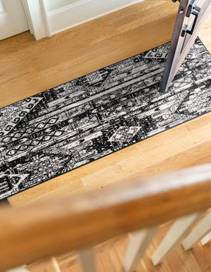 Black and White 2' x 6' 1 Portland Runner Area Rug 85% Polypropylene & 15% Polyester Vintage Distressed Traditional Carpet for Home Decor for Sale at Rug Engine