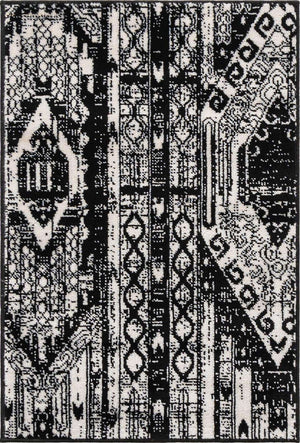 Black and White 2' 2 x 3' 1 Portland Rectangle Area Rug 85% Polypropylene & 15% Polyester Vintage Distressed Traditional Carpet for Home Decor for Sale at Rug Engine