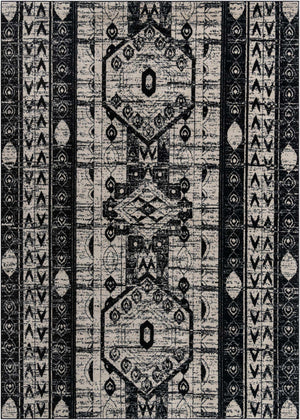 Black and White 10' x 14' 1 Portland Rectangle Area Rug 85% Polypropylene & 15% Polyester Vintage Distressed Traditional Carpet for Home Decor for Sale at Rug Engine