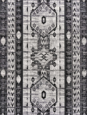 Black and White 10' x 13' 1 Portland Rectangle Area Rug 85% Polypropylene & 15% Polyester Vintage Distressed Traditional Carpet for Home Decor for Sale at Rug Engine