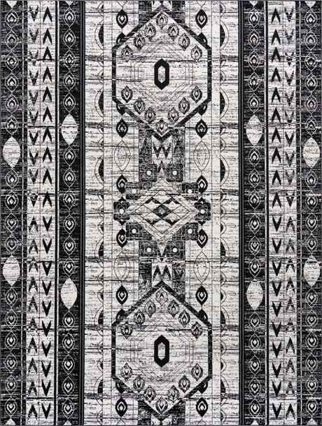 Black and White 10' x 13' 1 Portland Rectangle Area Rug 85% Polypropylene & 15% Polyester Vintage Distressed Traditional Carpet for Home Decor for Sale at Rug Engine