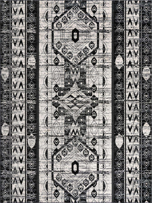 Black and White 9' x 12' Portland Rectangle Area Rug 85% Polypropylene & 15% Polyester Vintage Distressed Traditional Carpet for Home Decor for Sale at Rug Engine