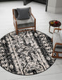 Black and White 5' 3 x 5' 3 Portland Round Area Rug 85% Polypropylene & 15% Polyester Vintage Distressed Traditional Carpet for Home Decor for Sale at Rug Engine