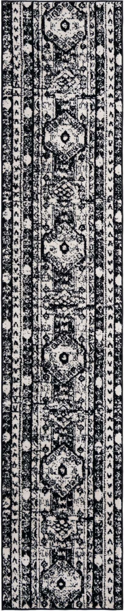 Black and White 2' 2 x 12' Portland Runner Area Rug 85% Polypropylene & 15% Polyester Vintage Distressed Traditional Carpet for Home Decor for Sale at Rug Engine