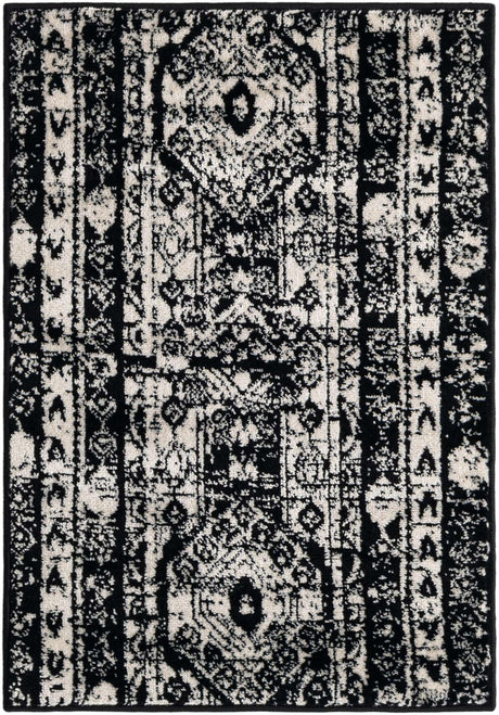 Black and White 2' 2 x 3' 1 Portland Rectangle Area Rug 85% Polypropylene & 15% Polyester Vintage Distressed Traditional Carpet for Home Decor for Sale at Rug Engine
