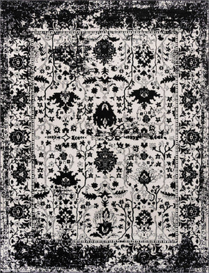 Black and White 10' x 13' 1 Portland Rectangle Area Rug 85% Polypropylene & 15% Polyester Vintage Distressed Traditional Carpet for Home Decor for Sale at Rug Engine