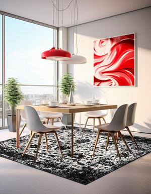 Black and White 7' 10 x 7' 10 Portland Square Area Rug 85% Polypropylene & 15% Polyester Vintage Distressed Traditional Carpet for Home Decor for Sale at Rug Engine