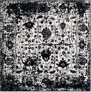 Black and White 6' 1 x 6' 1 Portland Square Area Rug 85% Polypropylene & 15% Polyester Vintage Distressed Traditional Carpet for Home Decor for Sale at Rug Engine
