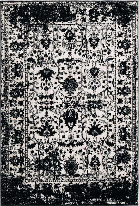 Black and White 4' 1 x 6' 1 Portland Rectangle Area Rug 85% Polypropylene & 15% Polyester Vintage Distressed Traditional Carpet for Home Decor for Sale at Rug Engine