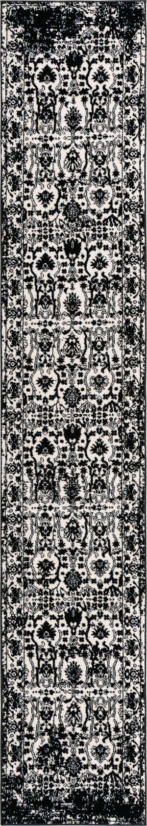 Black and White 2' 2 x 12' Portland Runner Area Rug 85% Polypropylene & 15% Polyester Vintage Distressed Traditional Carpet for Home Decor for Sale at Rug Engine