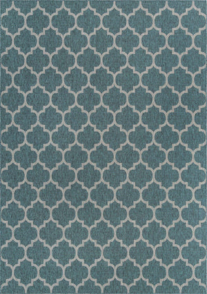 Teal 10' x 14' 1 Outdoor Trellis Rectangle Area Rug Weather Resistant for Patio, Deck, Terrace, Balcony, Porch Geometric Design Water Safe Outside Carpet for Sale at Rug Engine