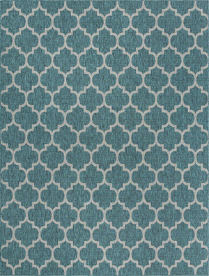 Teal 10' x 13' 1 Outdoor Trellis Rectangle Area Rug Weather Resistant for Patio, Deck, Terrace, Balcony, Porch Geometric Design Water Safe Outside Carpet for Sale at Rug Engine