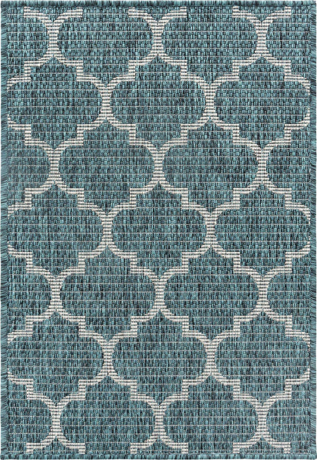 Teal 2' x 3' 1 Outdoor Trellis Rectangle Rug
