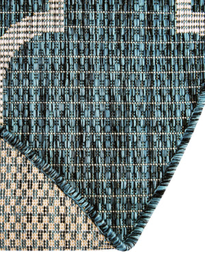 Teal 10' 8 x 10' 8 Outdoor Trellis Round Area Rug Weather Resistant for Patio, Deck, Terrace, Balcony, Porch Geometric Design Water Safe Outside Carpet for Sale at Rug Engine