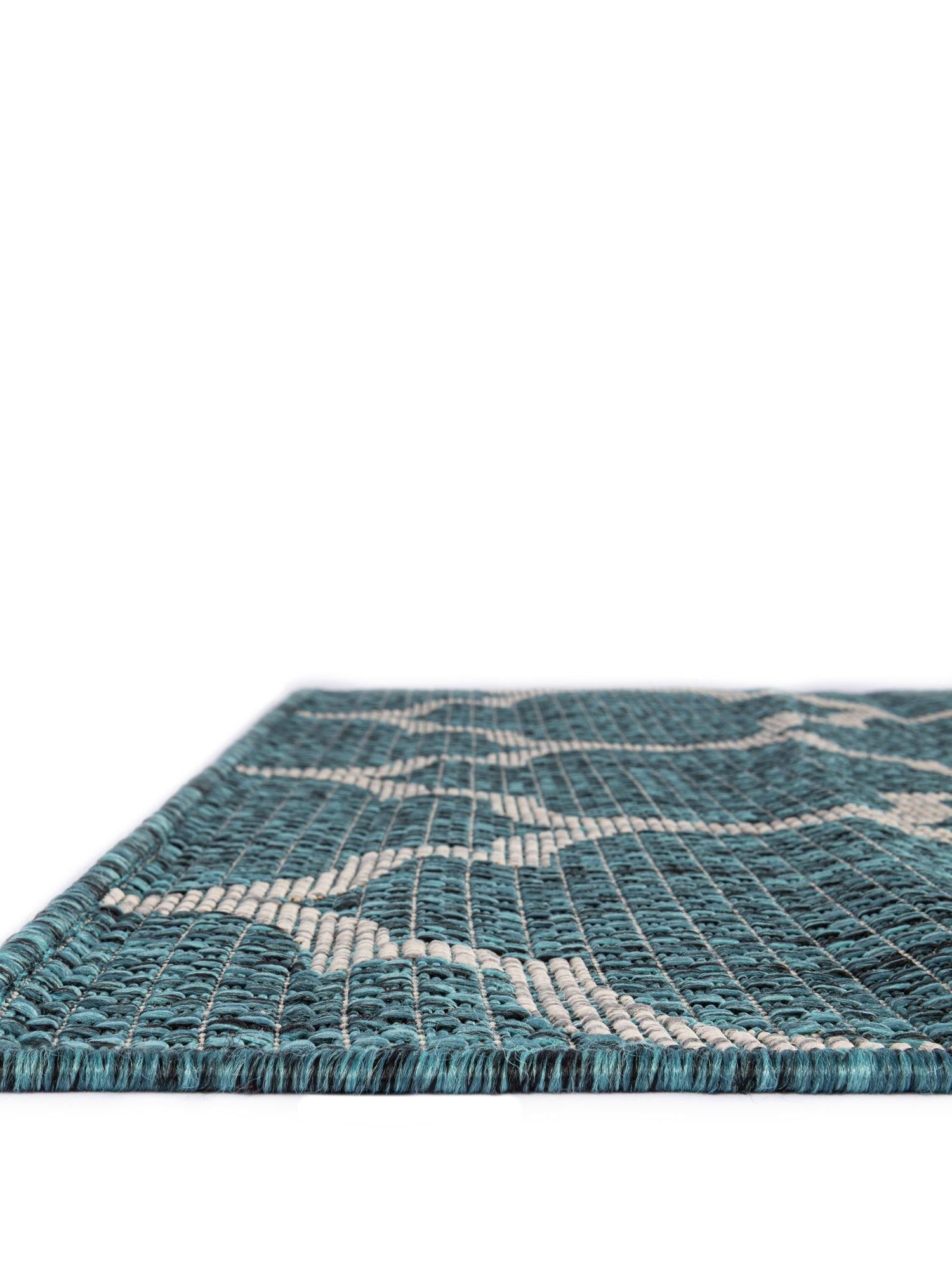Teal 13' 1 x 13' 1 Outdoor Trellis Square Area Rug Weather Resistant for Patio, Deck, Terrace, Balcony, Porch Geometric Design Water Safe Outside Carpet for Sale at Rug Engine