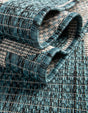 Teal 6' 1 x 6' 1 Outdoor Trellis Square Area Rug Weather Resistant for Patio, Deck, Terrace, Balcony, Porch Geometric Design Water Safe Outside Carpet for Sale at Rug Engine