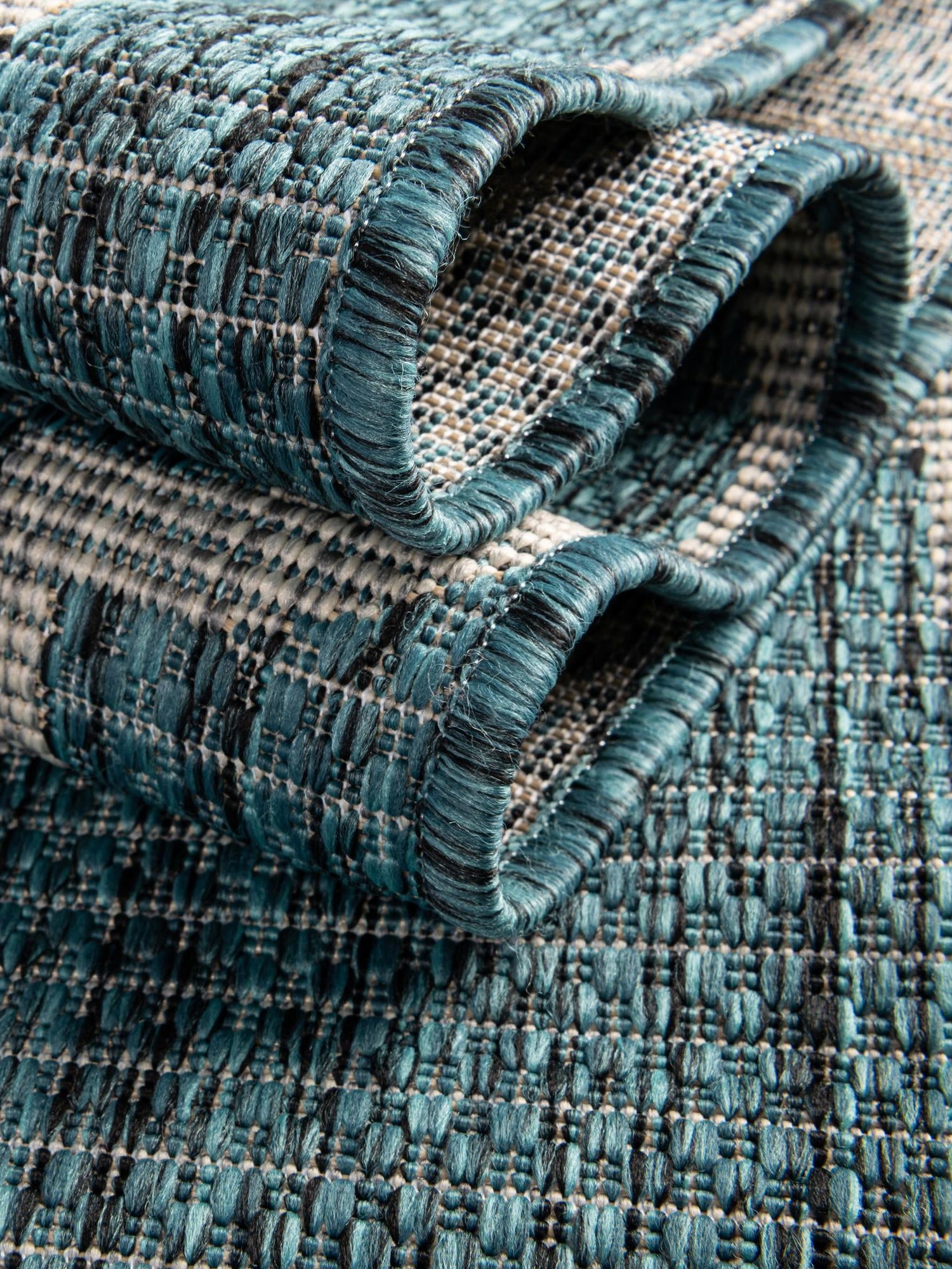 Teal 10' x 10' Outdoor Trellis Square Area Rug Weather Resistant for Patio, Deck, Terrace, Balcony, Porch Geometric Design Water Safe Outside Carpet for Sale at Rug Engine