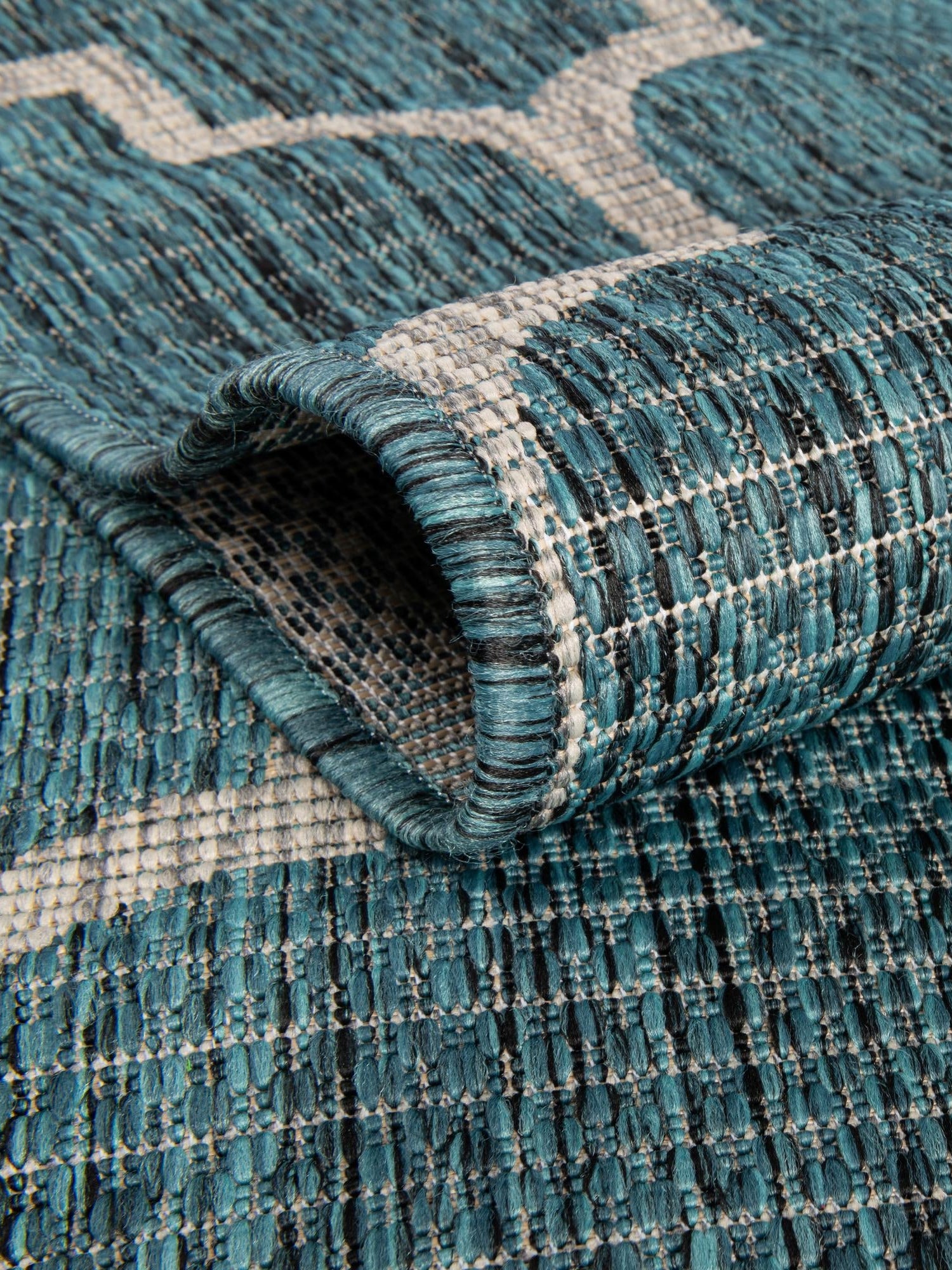 Teal 7' 10 x 7' 10 Outdoor Trellis Octagon Area Rug Weather Resistant for Patio, Deck, Terrace, Balcony, Porch Geometric Design Water Safe Outside Carpet for Sale at Rug Engine