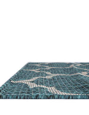 Teal 7' 10 x 7' 10 Outdoor Trellis Octagon Area Rug Weather Resistant for Patio, Deck, Terrace, Balcony, Porch Geometric Design Water Safe Outside Carpet for Sale at Rug Engine