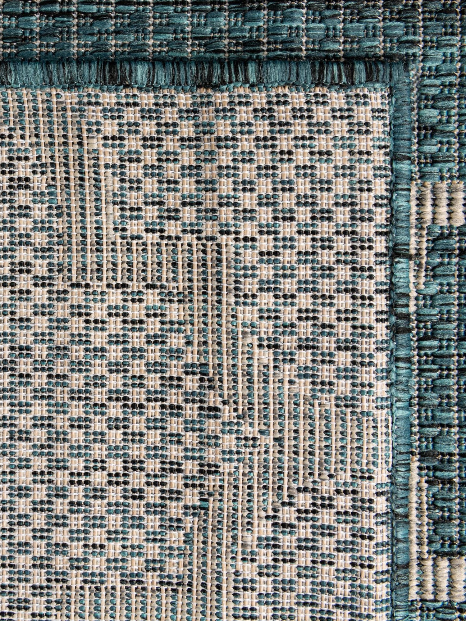Teal 7' 10 x 7' 10 Outdoor Trellis Octagon Area Rug Weather Resistant for Patio, Deck, Terrace, Balcony, Porch Geometric Design Water Safe Outside Carpet for Sale at Rug Engine