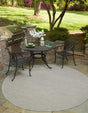 Light Gray 3' 1 x 3' 1 Outdoor Solid Round Area Rug Weather Resistant for Patio, Deck, Terrace, Balcony, Porch 100% Polypropylene Minimalist Waterproof Carpet for Sale at Rug Engine