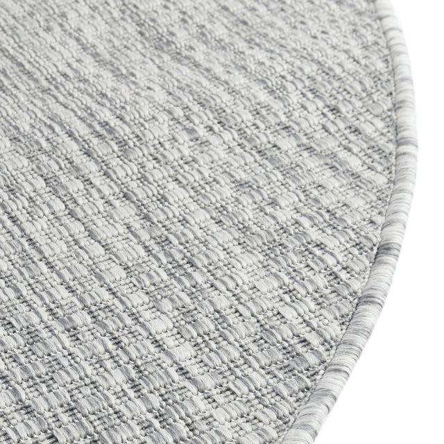 Light Gray 3' 1 x 3' 1 Outdoor Solid Round Area Rug Weather Resistant for Patio, Deck, Terrace, Balcony, Porch 100% Polypropylene Minimalist Waterproof Carpet for Sale at Rug Engine