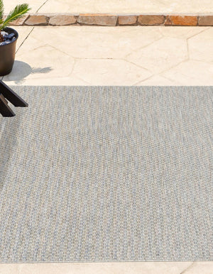 Light Gray 6' 1 x 6' 1 Outdoor Solid Square Area Rug Weather Resistant for Patio, Deck, Terrace, Balcony, Porch 100% Polypropylene Minimalist Waterproof Carpet for Sale at Rug Engine