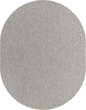 Light Gray 7' 10 x 10' Outdoor Solid Oval Area Rug Weather Resistant for Patio, Deck, Terrace, Balcony, Porch 100% Polypropylene Minimalist Waterproof Carpet for Sale at Rug Engine
