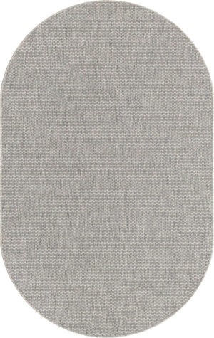 Light Gray 5' 3 x 8' Outdoor Solid Oval Area Rug Weather Resistant for Patio, Deck, Terrace, Balcony, Porch 100% Polypropylene Minimalist Waterproof Carpet for Sale at Rug Engine