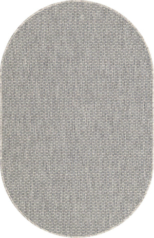 Light Gray 3' 1 x 5' 3 Outdoor Solid Oval Area Rug Weather Resistant for Patio, Deck, Terrace, Balcony, Porch 100% Polypropylene Minimalist Waterproof Carpet for Sale at Rug Engine