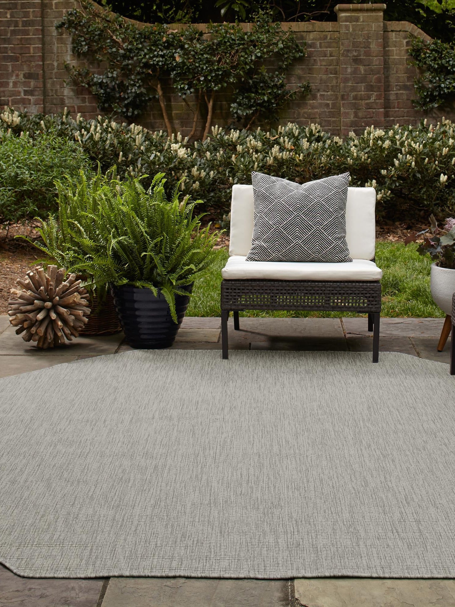 Light Gray 5' 3 x 5' 3 Outdoor Solid Octagon Area Rug Weather Resistant for Patio, Deck, Terrace, Balcony, Porch 100% Polypropylene Minimalist Waterproof Carpet for Sale at Rug Engine