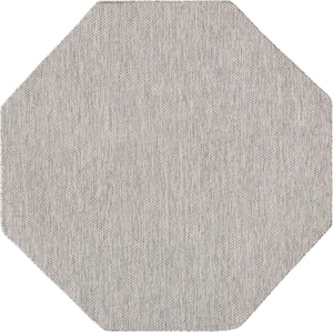 Light Gray 7' 10 x 7' 10 Outdoor Solid Octagon Area Rug Weather Resistant for Patio, Deck, Terrace, Balcony, Porch 100% Polypropylene Minimalist Waterproof Carpet for Sale at Rug Engine