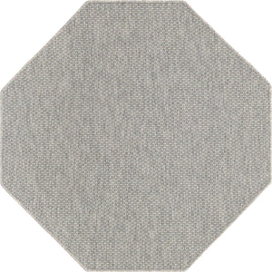 Light Gray 5' 3 x 5' 3 Outdoor Solid Octagon Area Rug Weather Resistant for Patio, Deck, Terrace, Balcony, Porch 100% Polypropylene Minimalist Waterproof Carpet for Sale at Rug Engine