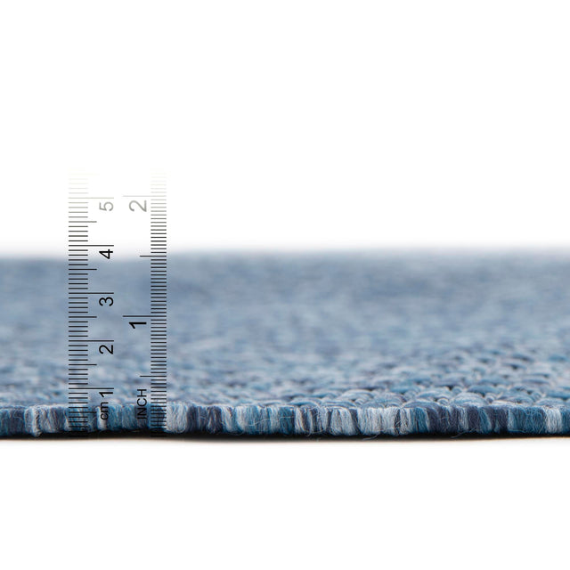 Blue 6' 1 x 6' 1 Outdoor Solid Round Rug