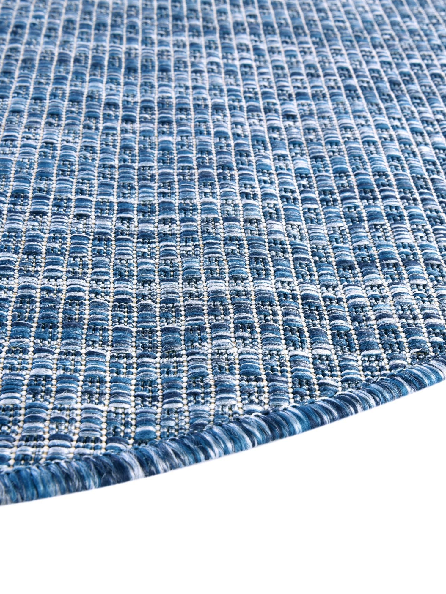Blue 6' 1 x 6' 1 Outdoor Solid Round Area Rug Weather Resistant for Patio, Deck, Terrace, Balcony, Porch 100% Polypropylene Minimalist Waterproof Carpet for Sale at Rug Engine