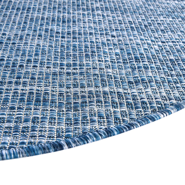 Blue 6' 1 x 6' 1 Outdoor Solid Round Rug